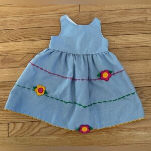 Florence Eiseman Blue Dress with Colorful Flowers